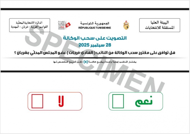 هيئة الانتخابات تنشر نموذج ورقة التصويت على سحب الوكالة