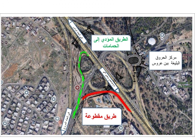 بداية من الساعة 09:30... تحويل حركة المرور على مستوى الوصلة المؤدّية من الوطنية 3 أ1 نحو سوسة والحمامات